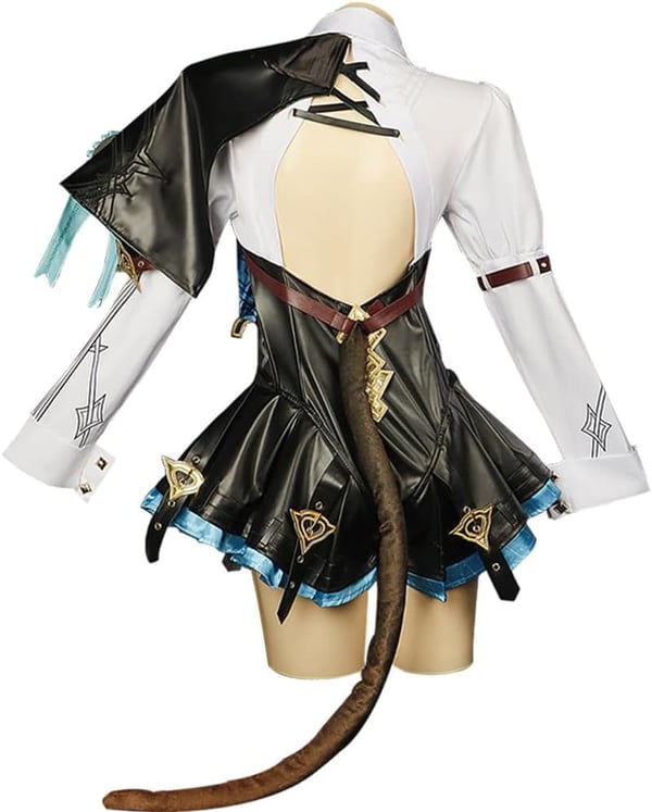 Halloween Lynette Cosplay Costume Blue Leather Dress with Hat