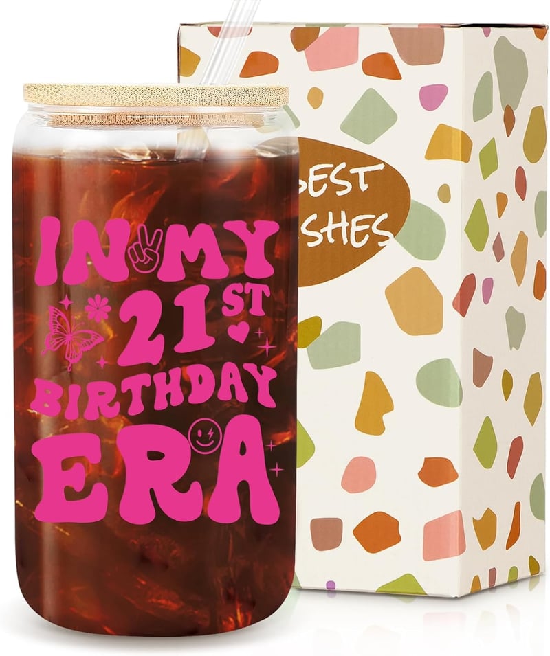 21st Birthday Glass Cup for Women - 16 oz Coffee Mug
