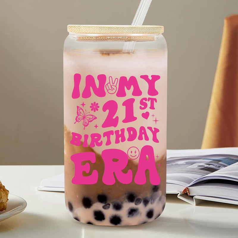 21st Birthday Glass Cup for Women - 16 oz Coffee Mug