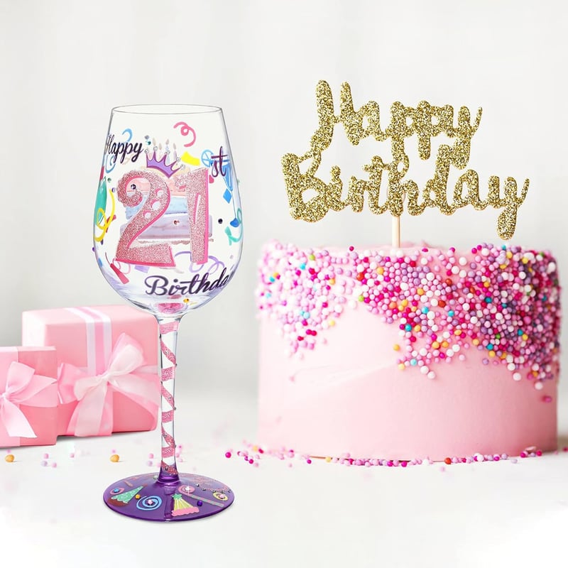 21st Birthday Personalized Hand-painted Wine Glass