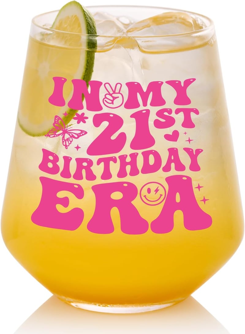 21st Birthday Gift: Funny Wine Glass for Her, 14oz
