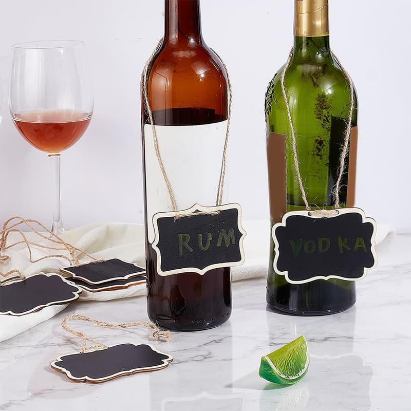 Custom Wooden Decanter Tags - 10pcs Mini Chalkboard Signs