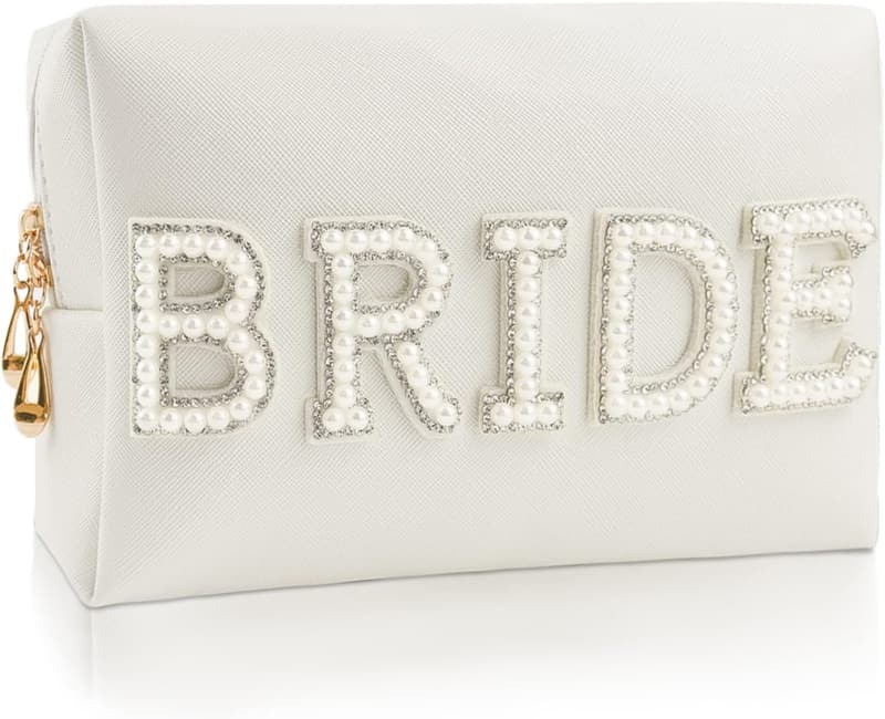 Bridal Makeup Bag with Pearl Rhinestone - Bridesmaid Gift