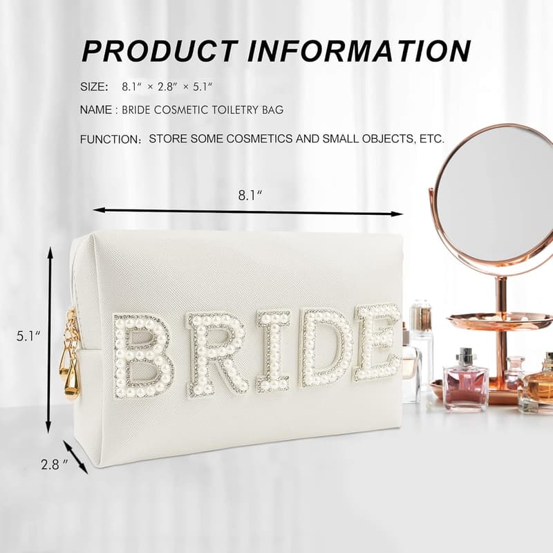 Bridal Makeup Bag with Pearl Rhinestone - Bridesmaid Gift