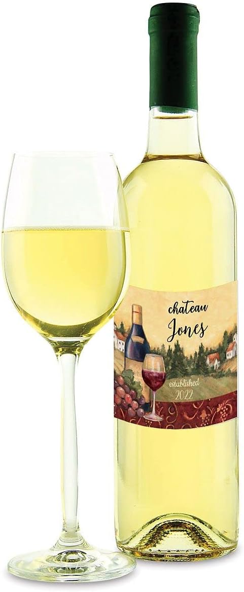 Personalized Wine Bottle Labels Set of 36, Custom Year & Name