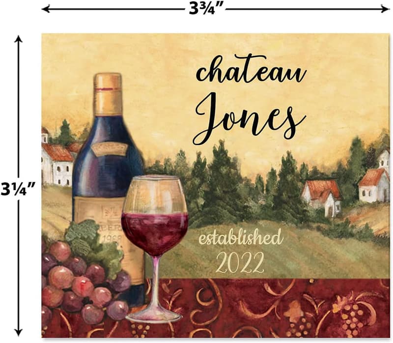 Personalized Wine Bottle Labels Set of 36, Custom Year & Name