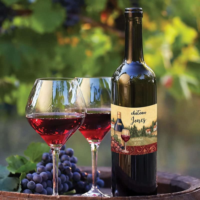 Personalized Wine Bottle Labels Set of 36, Custom Year & Name