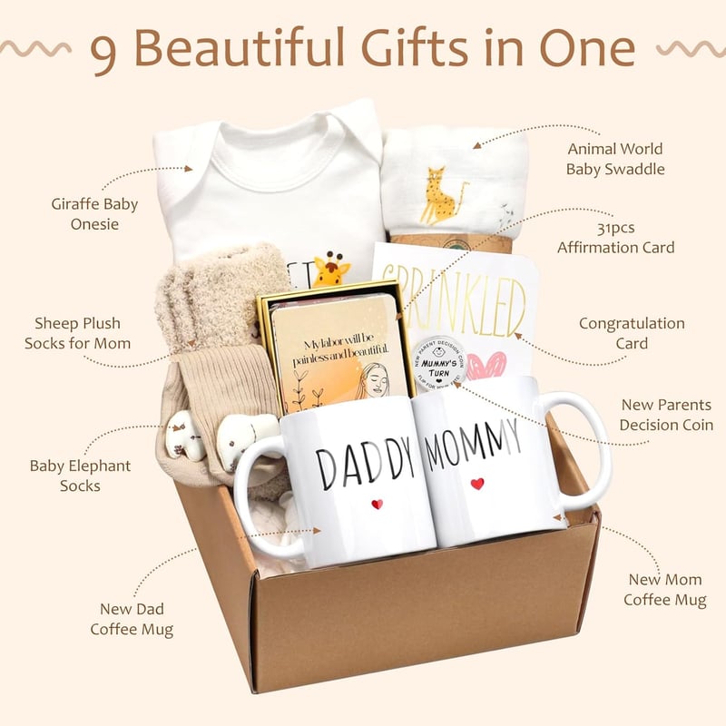 Pregnancy Gifts for New Moms - 9pcs Baby Shower Set