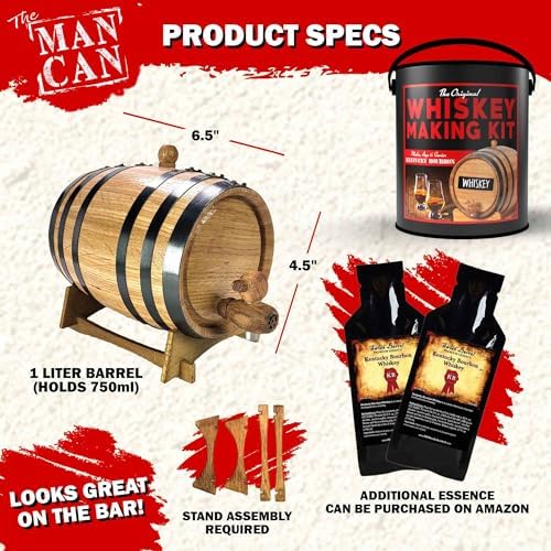 DIY Whiskey Making Kit with 1L Oak Barrel & Bourbon Essence