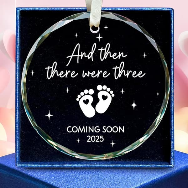 Unique Baby Pregnancy Announcement Glass Ornament 2025 for Parents