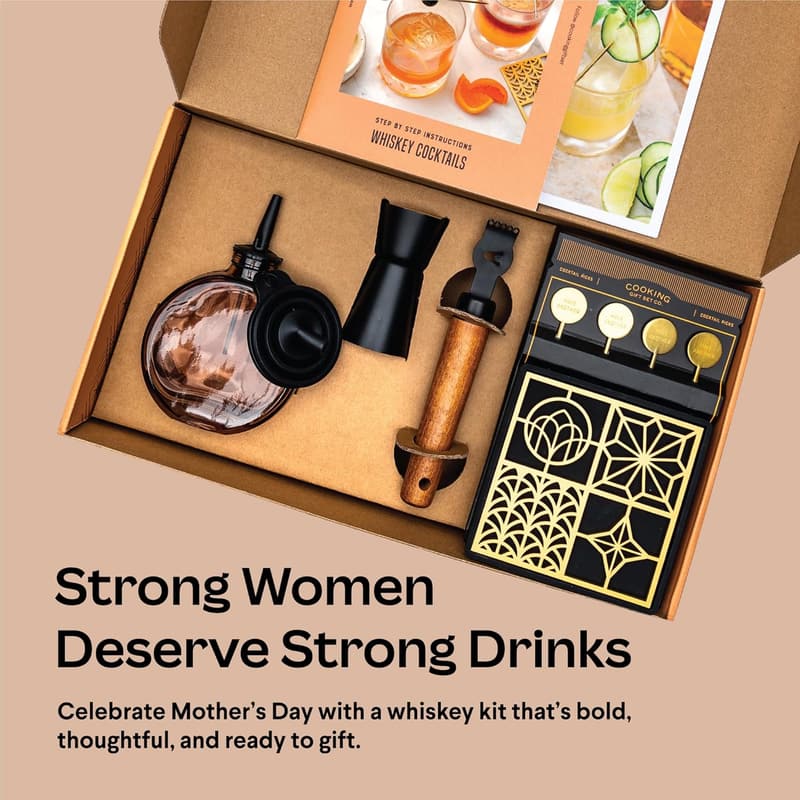 Mother's Day Whiskey Cocktail Kit with Engraved Ice Cube Mold