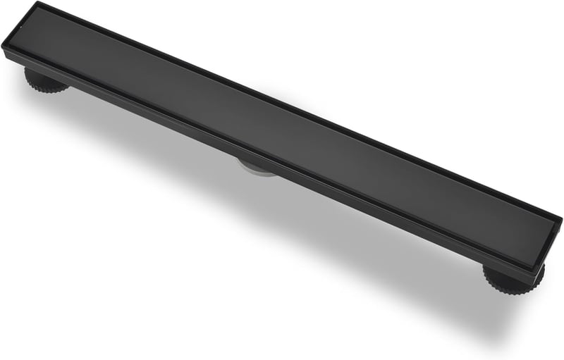 24-Inch Black Stainless Steel Linear Shower Drain with Hair Catcher