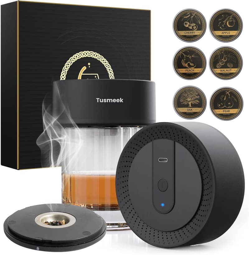 Electric Whiskey Smoker Kit - No Butane, 6 Flavor Wood Chips