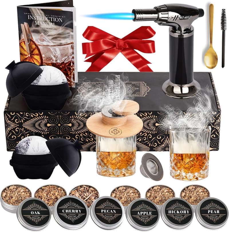Whiskey Smoker Kit with Torch, Glasses & Wood Chips