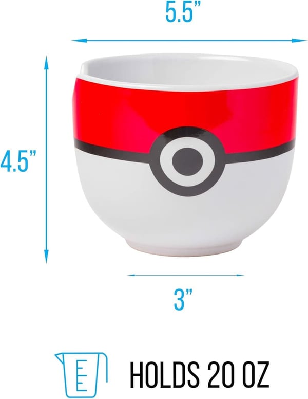 Microwave-Safe Ceramic Ramen Bowl with Chopsticks - Pokeball Design