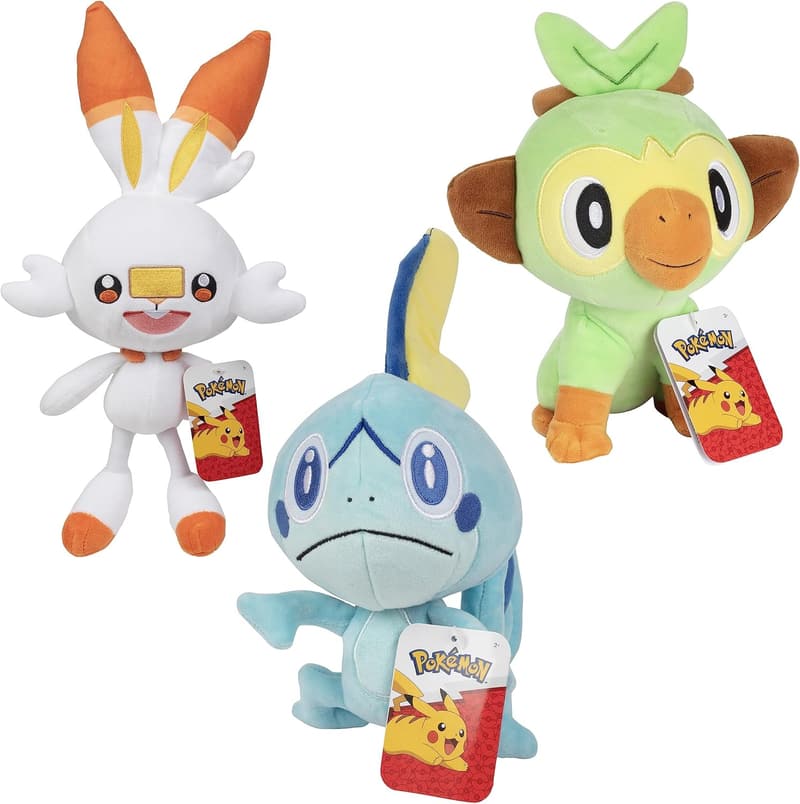 Pokémon Galar Starter 3-Piece Plush Set - Grookey, Sobble, Scorbunny