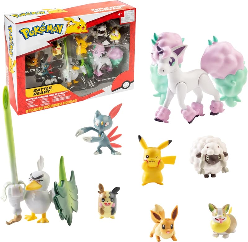 Pokemon 8-Pack Battle Ready Toy Set - Includes Ponyta & Pikachu