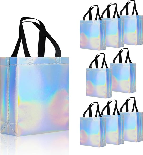 Iridescent Reusable Party Bags - Set of 9 for Birthdays & Weddings