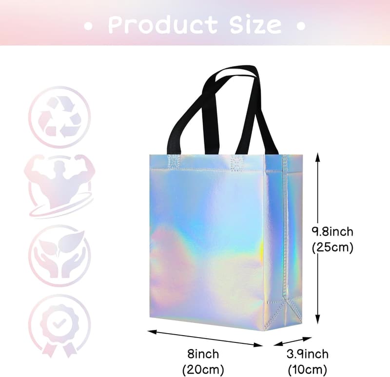 Iridescent Reusable Party Bags - Set of 9 for Birthdays & Weddings