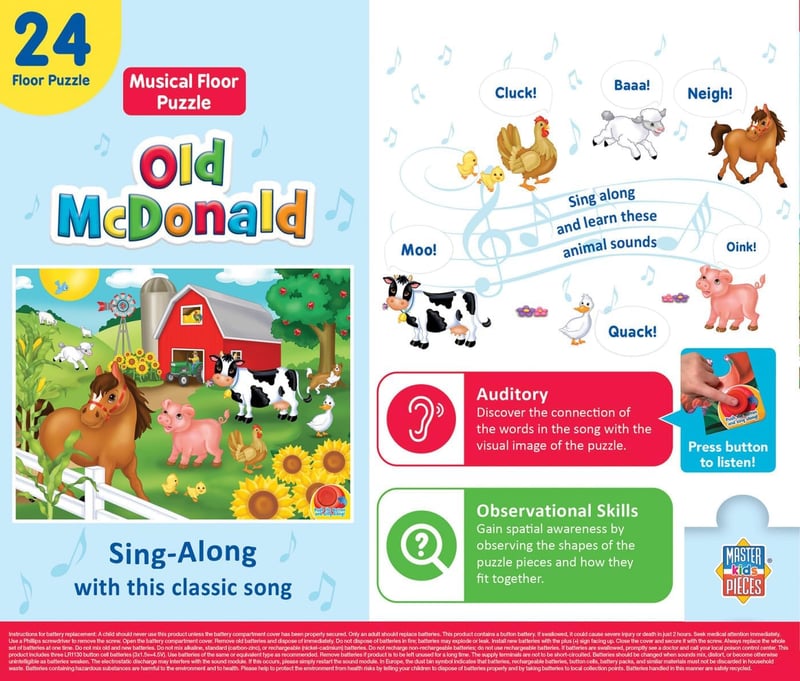 Old McDonald Sing-A-Long Sound Puzzle for Kids - 24 Pieces