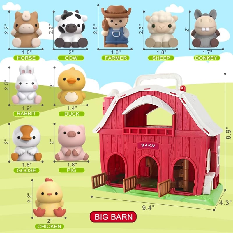 Farm Pretend Playset with Big Barn - Educational Toy for Toddlers