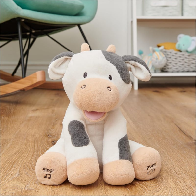 Animated Singing Plush Cow Toy - Teaches Animal Sounds, 12”