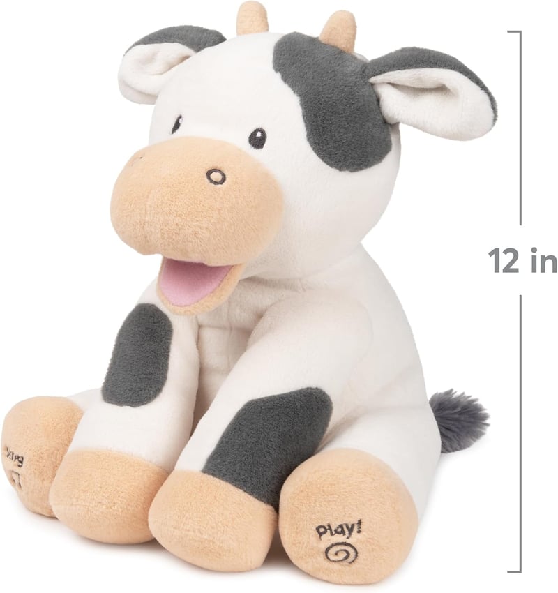 Animated Singing Plush Cow Toy - Teaches Animal Sounds, 12”