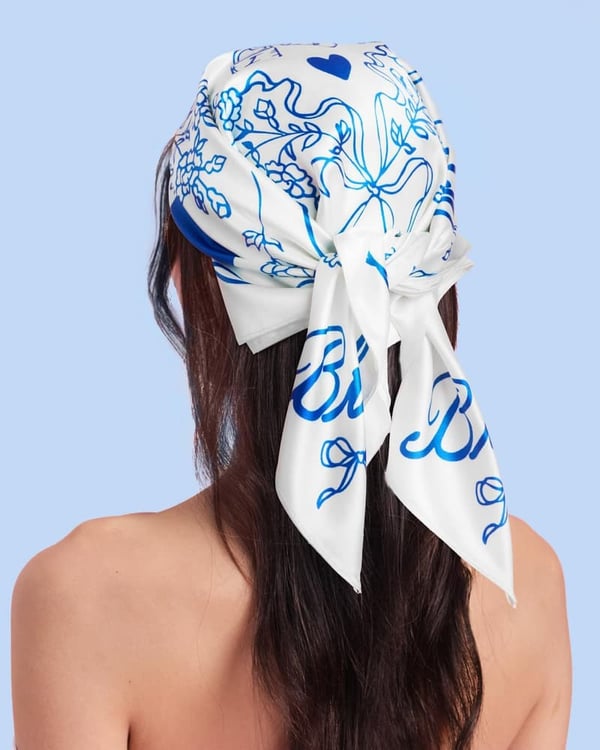 Bachelorette Party Bride Head Scarf - White Silk 27x27