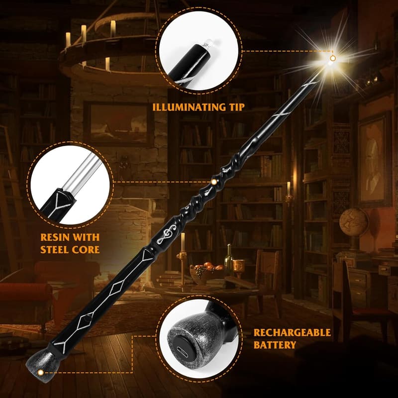Rechargeable Golden Magic Wizard Wand for Kids' Parties