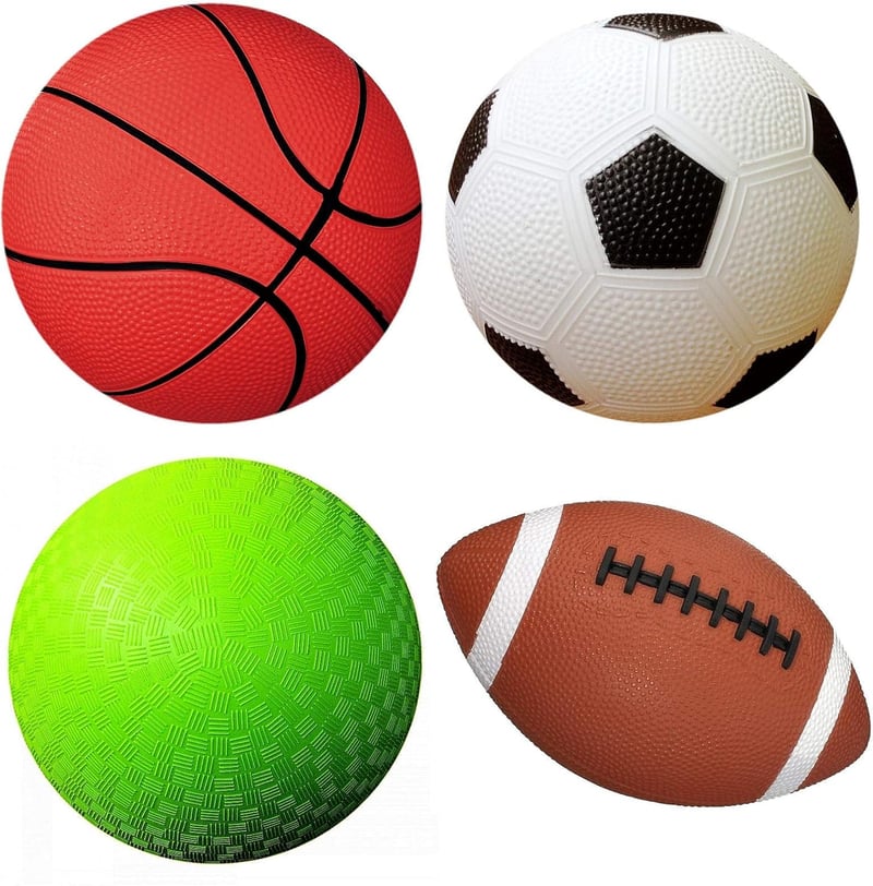 Toy Sports Balls Set for Toddlers - 4 Balls & Pump Bundle