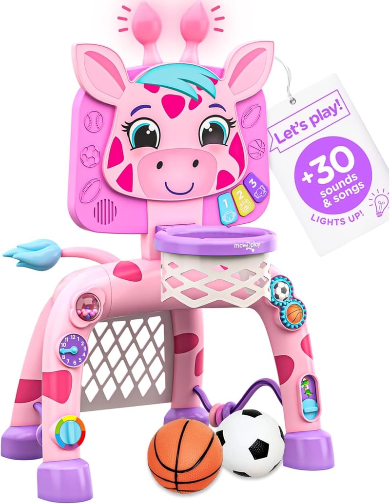 Giraffe Basketball Hoop & Soccer Goal Activity Center for Toddlers