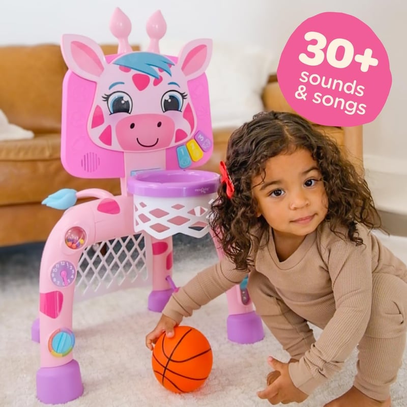 Giraffe Basketball Hoop & Soccer Goal Activity Center for Toddlers