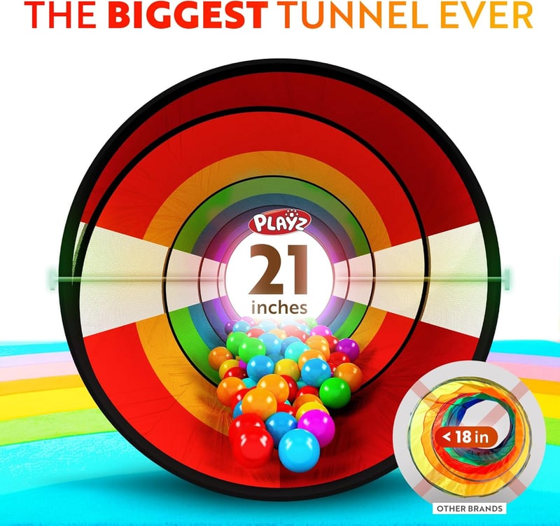 Extra-Large Pop-Up Play Tunnel for Toddlers 1-3 Years
