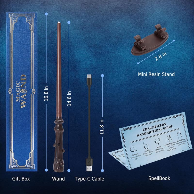 Rechargeable Illuminating Wizard Wand with Mini Stand for Kids
