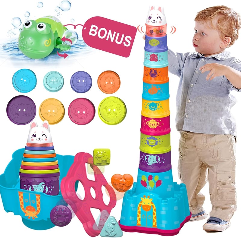 Toddler Stacking Toys - Nested Shape Sorter Gift for 1-3 Years