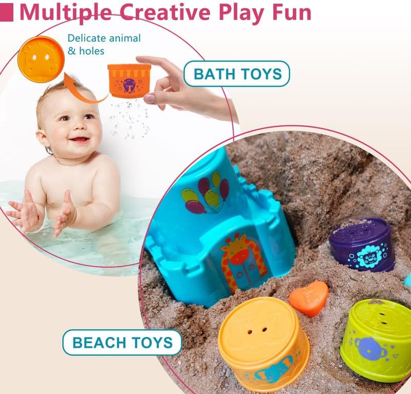 Toddler Stacking Toys - Nested Shape Sorter Gift for 1-3 Years