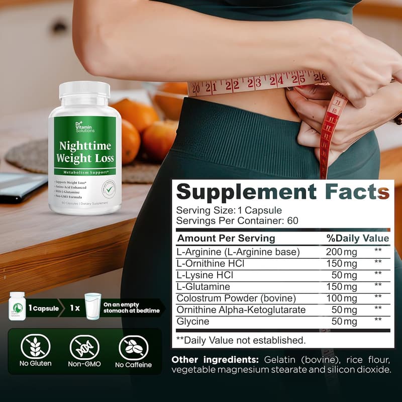 Nighttime Fat Burner Supplements for Weight Loss - 60 Capsules