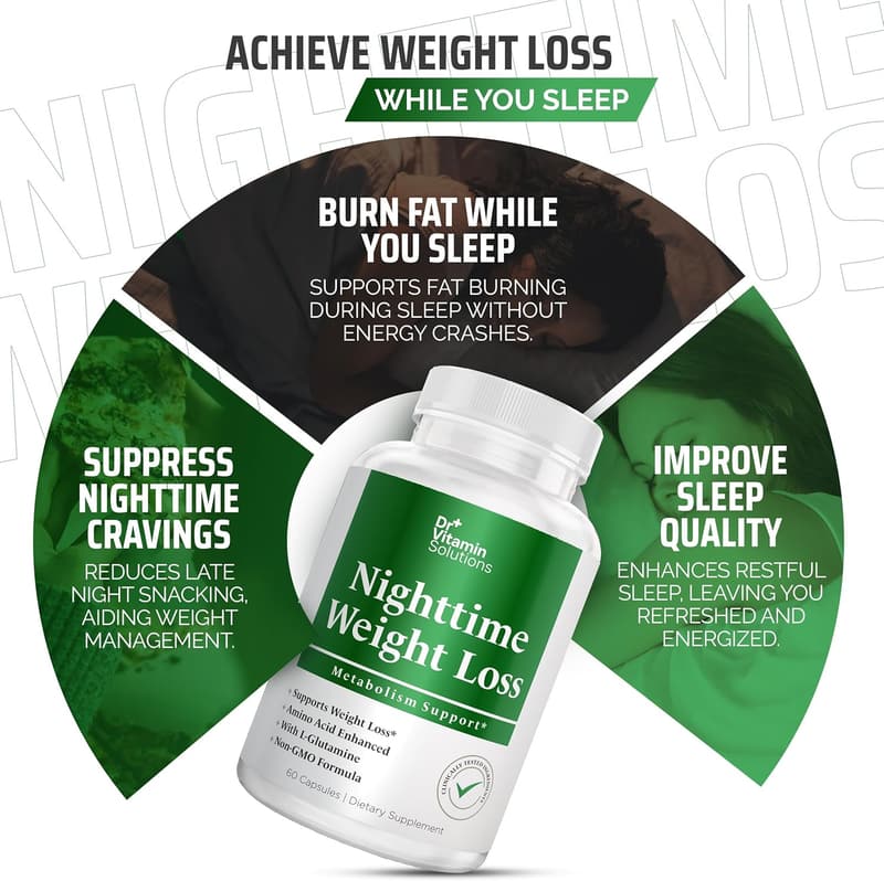 Nighttime Fat Burner Supplements for Weight Loss - 60 Capsules