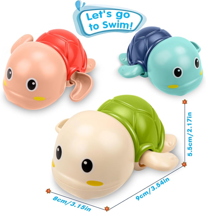 Floating Wind-Up Turtle Bath Toys for Toddlers (1-3 Years)