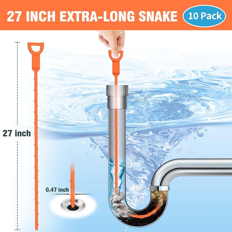 27-Inch Drain Snake Clog Remover Tool - 10 Pack