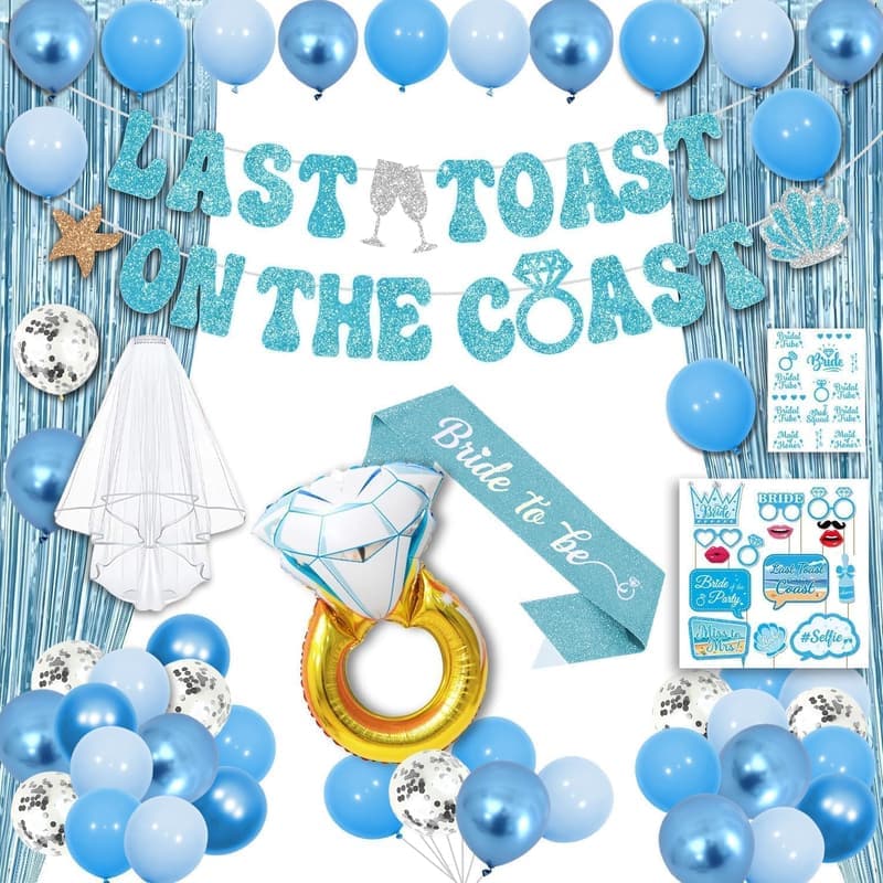 Bachelorette Party Decorations - Blue Banner, Balloons & Tattoos