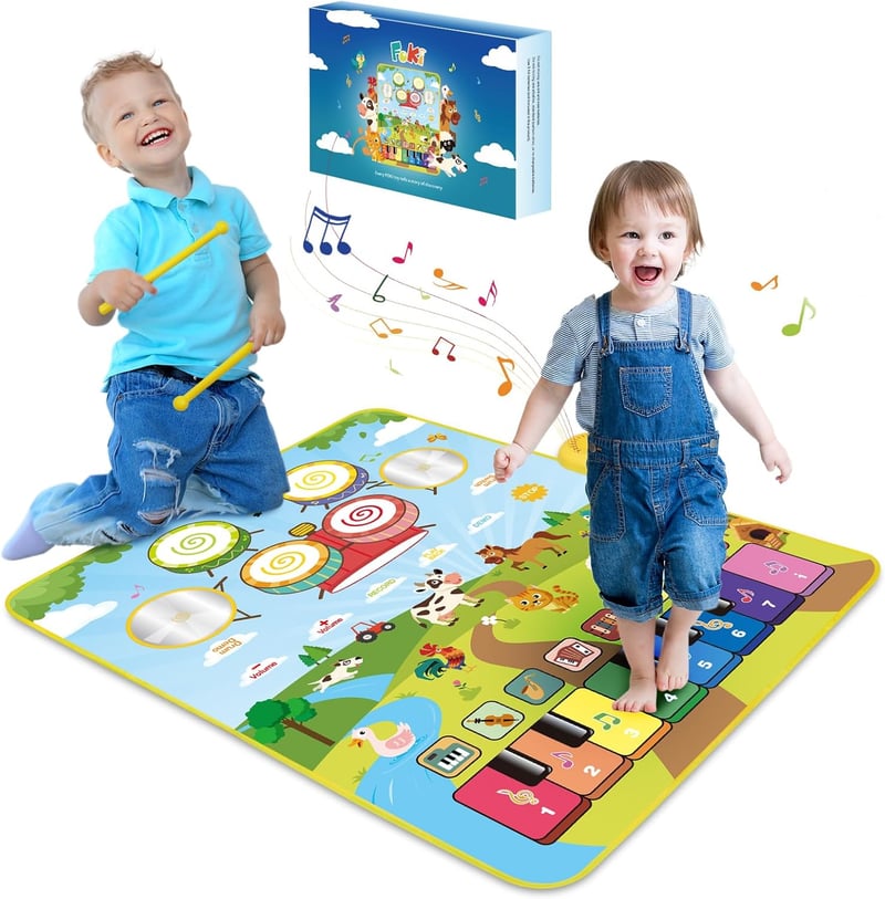 Musical Play Mat for Toddlers - 3-in-1 Educational Piano & Drum