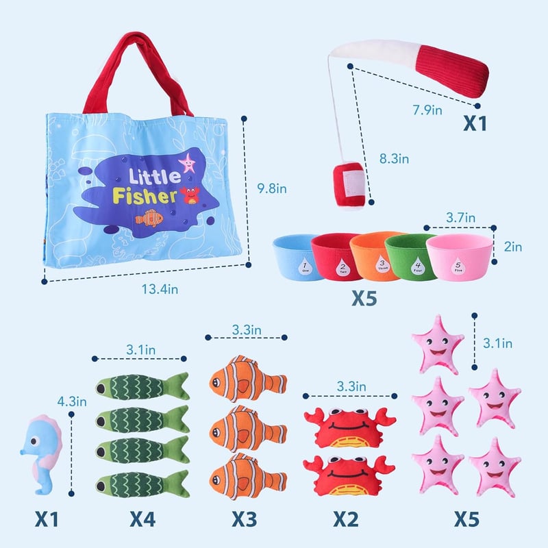 Montessori Cloth Fishing Game Set - Toddler Learning Toys (22pcs)