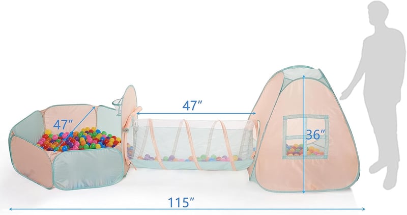 3-in-1 Pop-Up Play Tent with Tunnel & Ball Pit for Kids