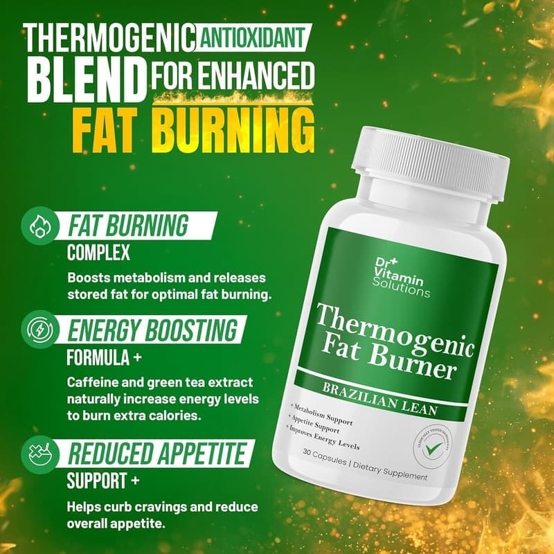 Thermogenic Fat Burner for Men & Women - Appetite Suppressant with Green Tea Extract