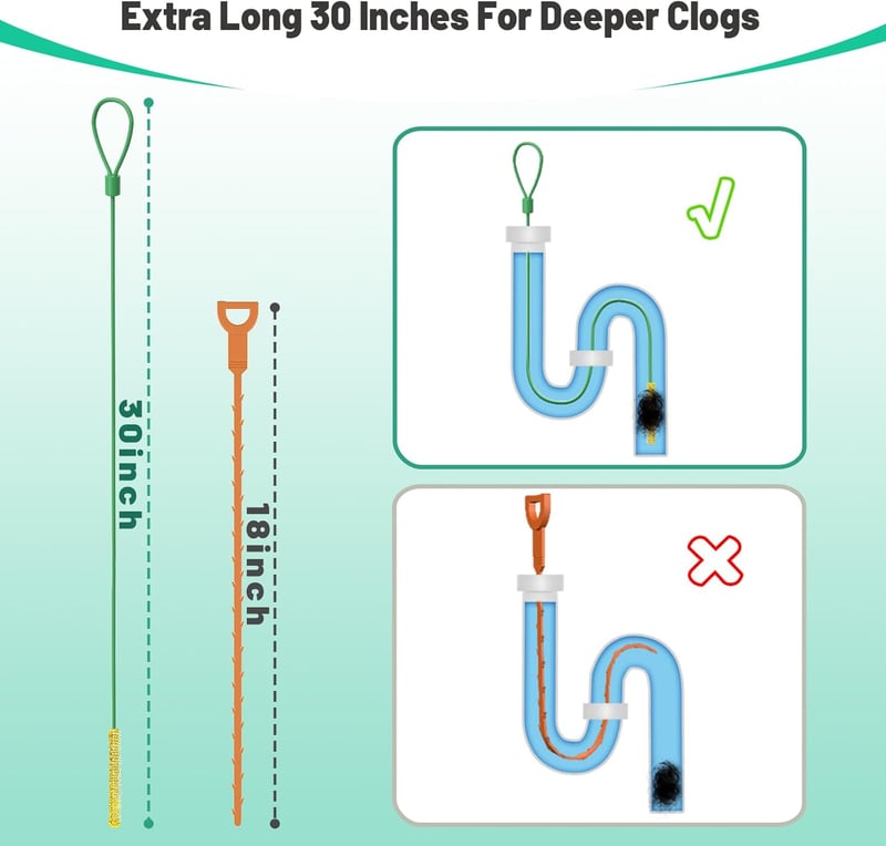 30-Inch Drain Snake Tool - Anti-Break Metal, 5-Pack