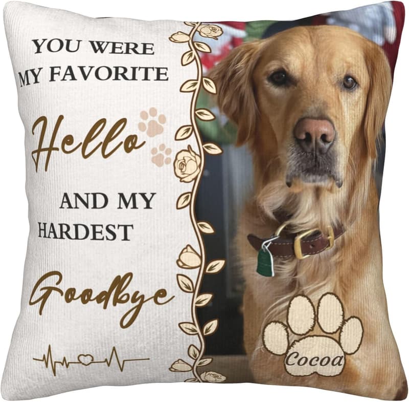 Pet Memorial Throw Pillow with Photo - Personalized Sympathy Gift