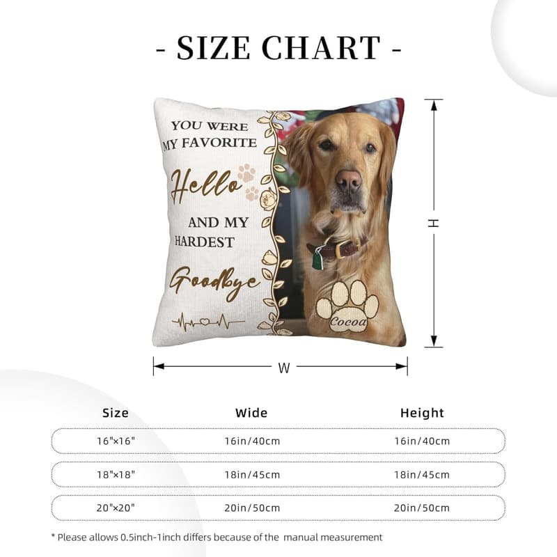 Pet Memorial Throw Pillow with Photo - Personalized Sympathy Gift