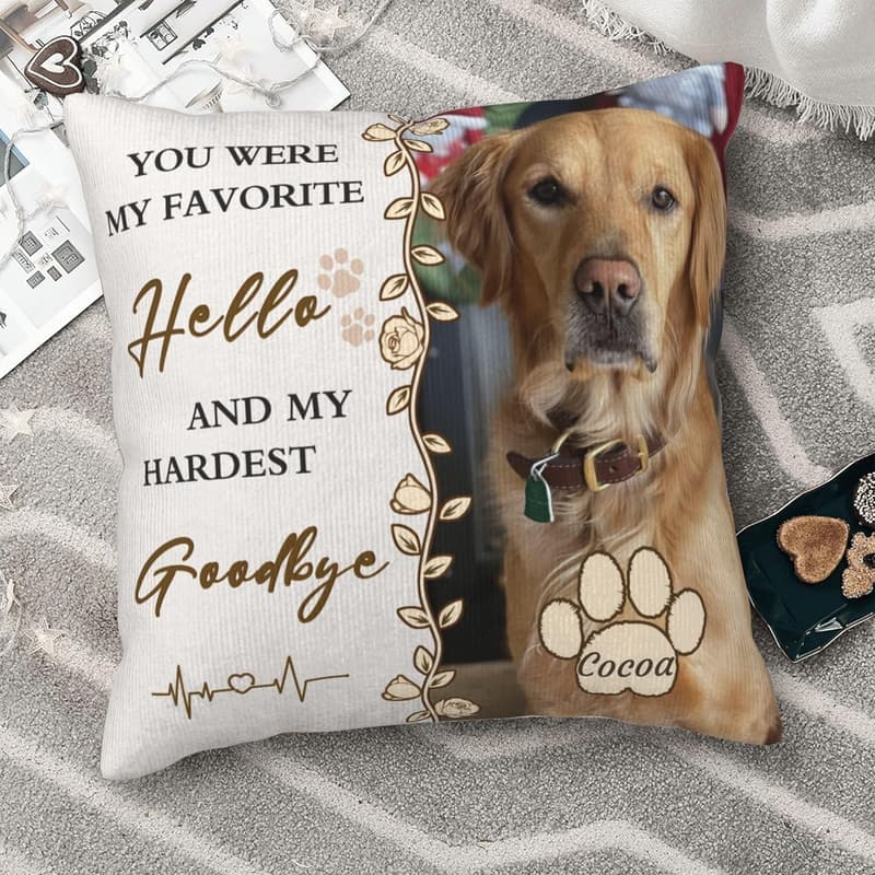 Pet Memorial Throw Pillow with Photo - Personalized Sympathy Gift
