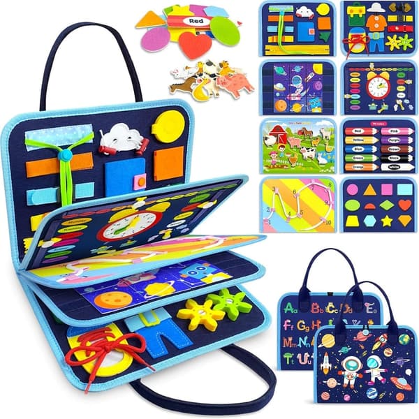 Montessori Busy Board for Toddlers - Sensory Learning Toy